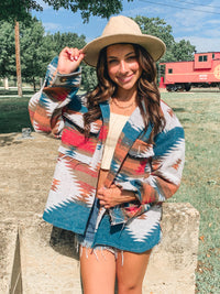 BEST SELLER! TRIBAL AZTEC PATTERN BUTTON DOWN SHACKET