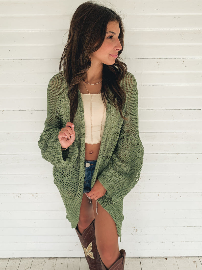 Moss Knit Netted Cardigan