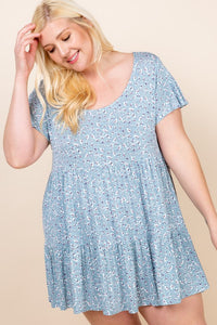 Plus Size Floral Babydoll Dress with Scoopneck