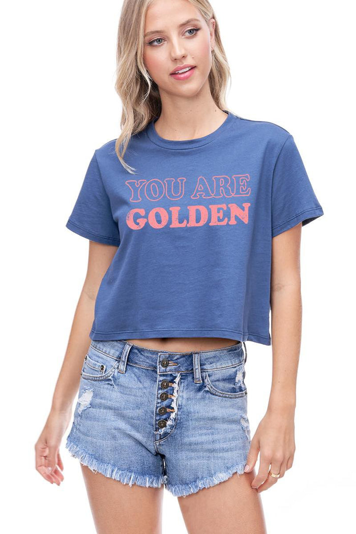 YOU ARE GOLDEN GRAPHIC CROPPED TEE