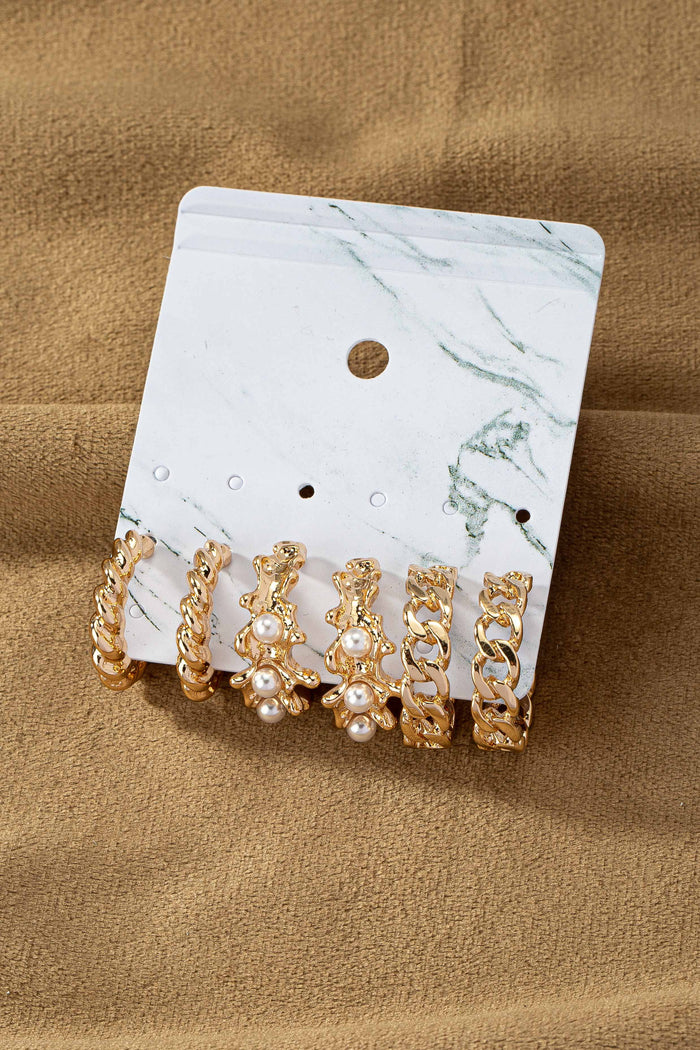 trio texture hoop earrings