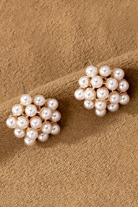 Premium brass pearl flower shape stud earrings