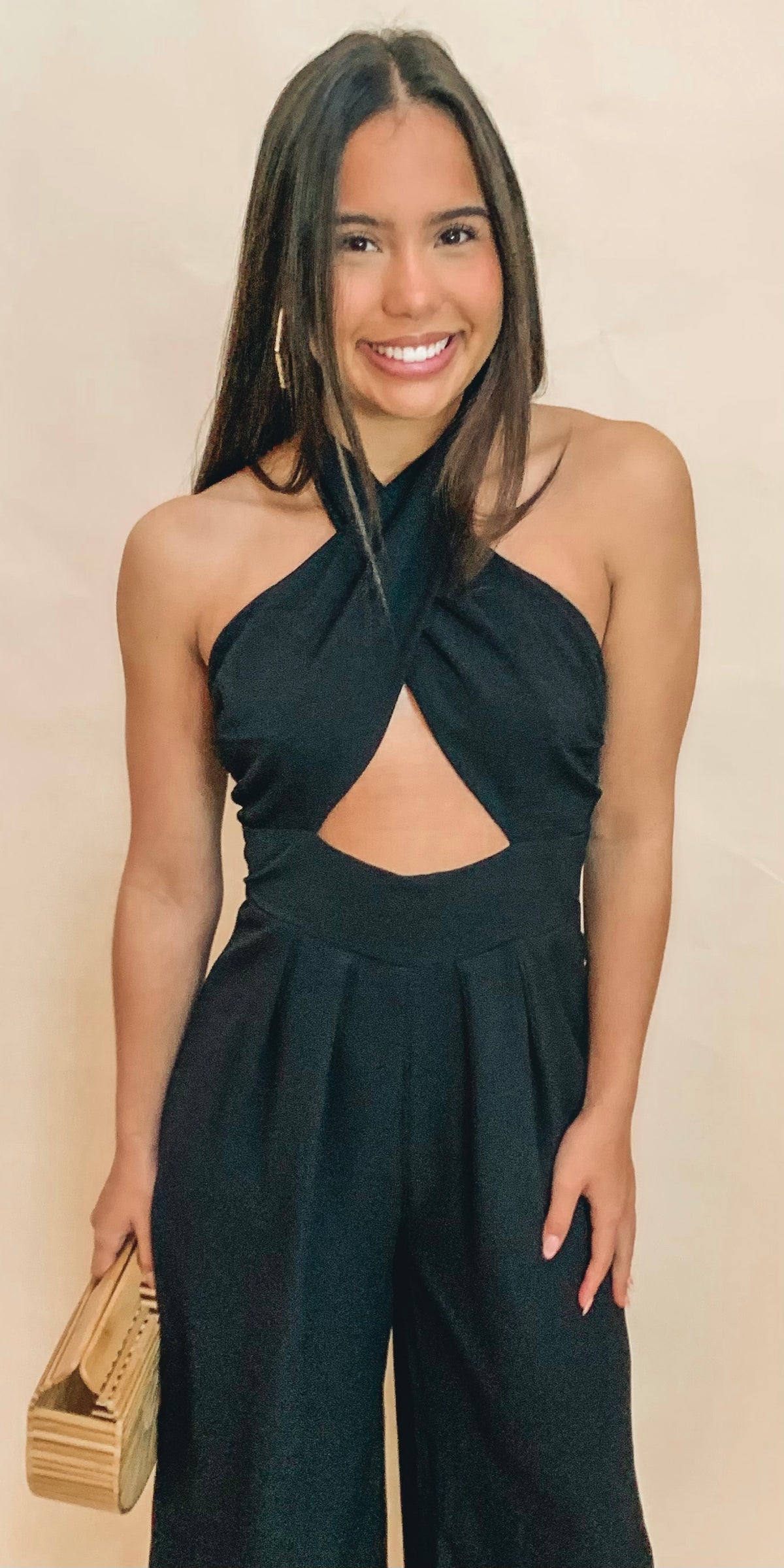 BEST SELLER Black Criss cross front jumpsuit