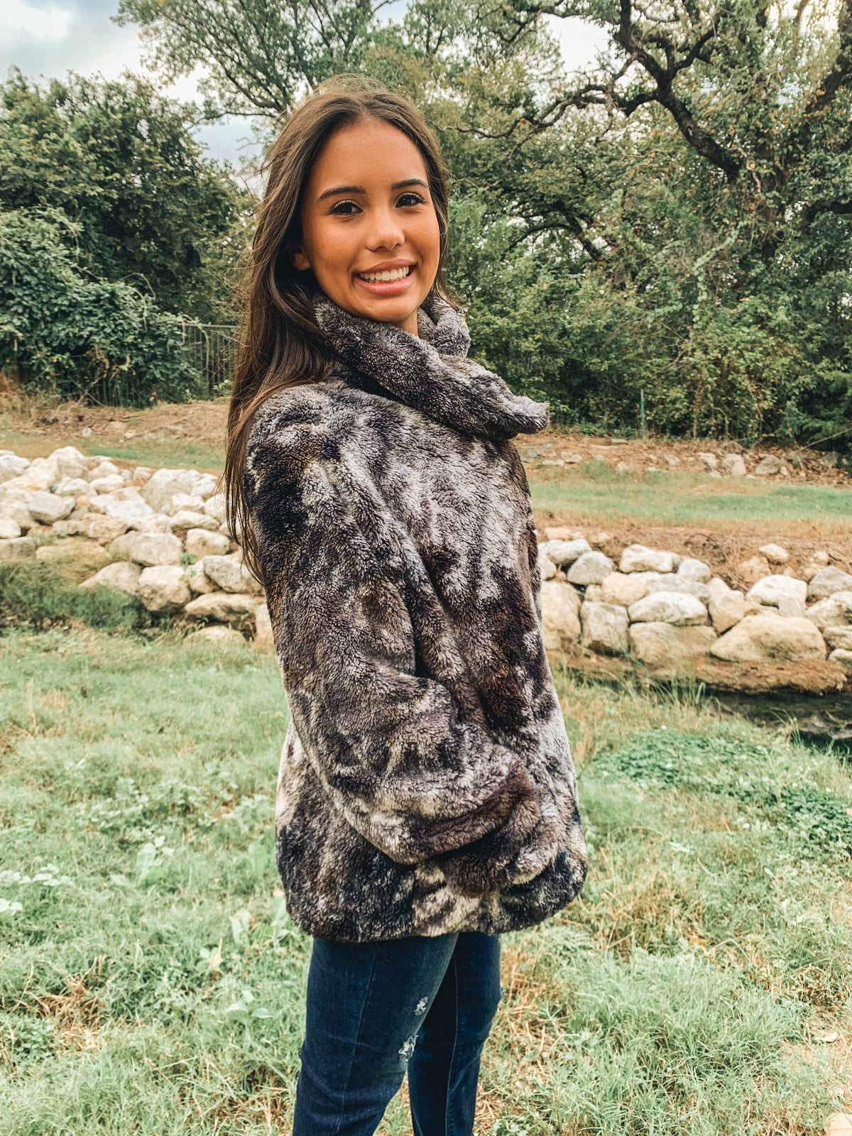 Charcoal Tie Dye Sherpa Pullover