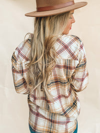 BEST SELLER! SAFFRON PLAID FLANNEL BUTTON DOWN SHIRT