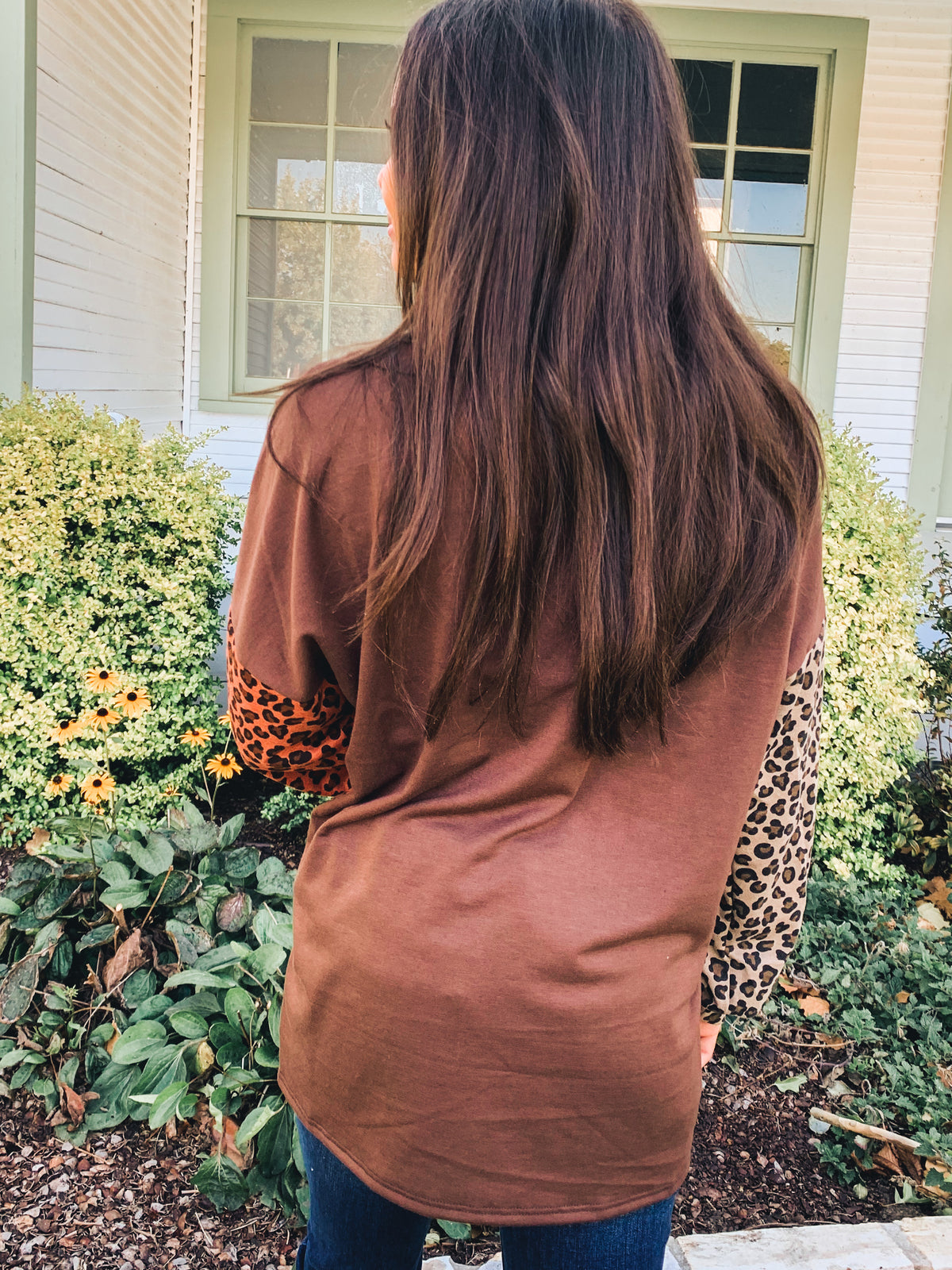 LEOPARD PRINT FRENCH TERRY SWEATER