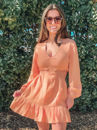 BEST SELLER! PEACH SMOCKING BODICE DRESS
