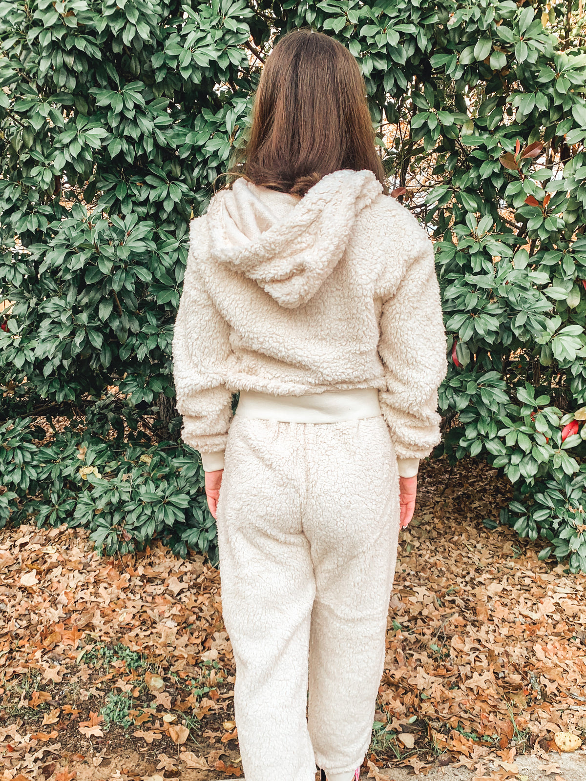 Ivory Sherpa Brushed Hoodie and Joggers Set