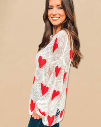 Heart Distressed Sweater