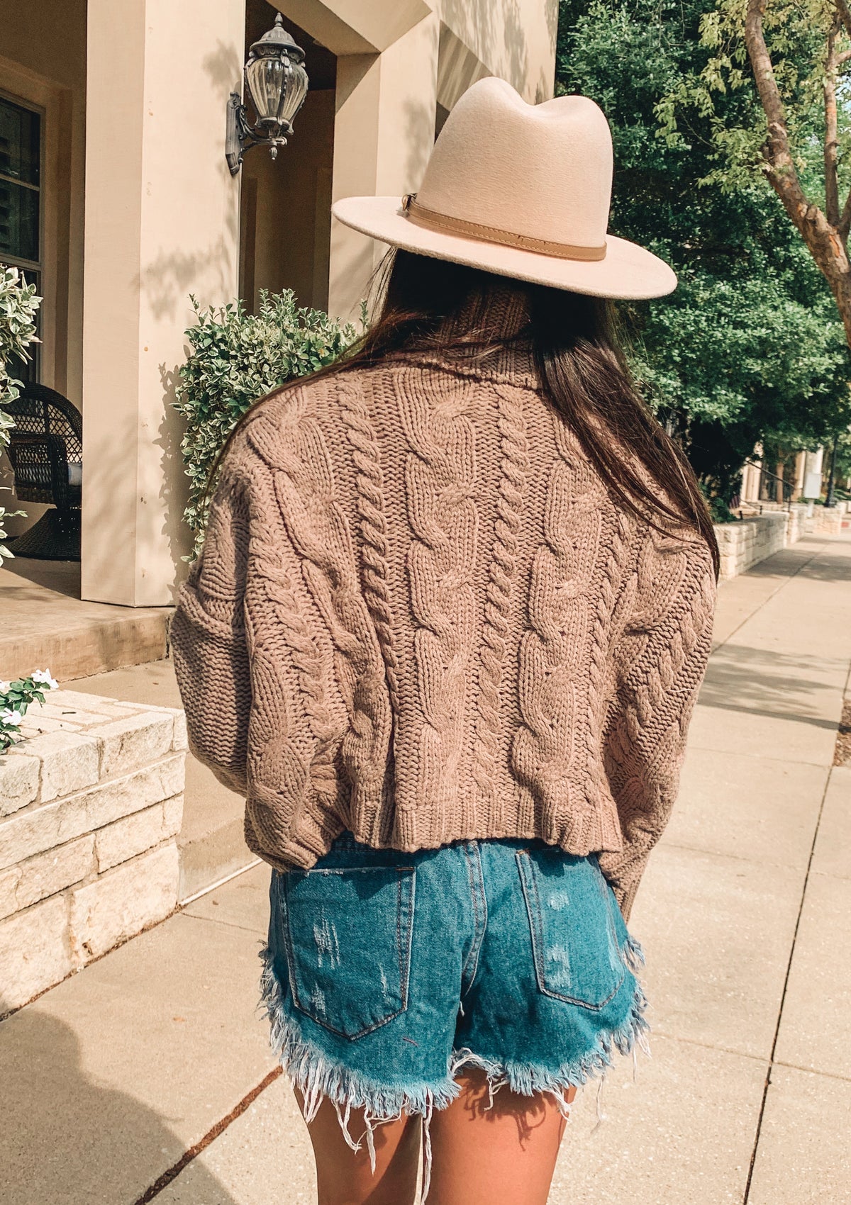 Coco Brown Turtle Neck Cable Knit Sweater