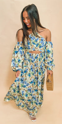 Best seller! Floral cold-shoulder cutout maxi dress