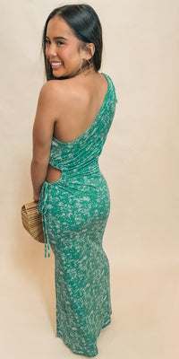 BEST SELLER! JADE ONE SHOULDER DRESS WITH SIDE CUTOUT