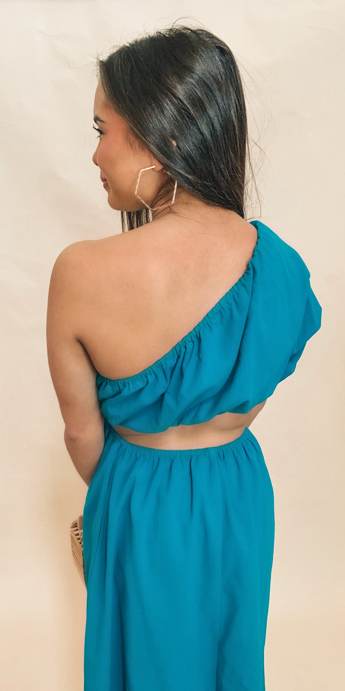 Best seller! TURQUOISE ONE SHOULDER MAXI DRESS