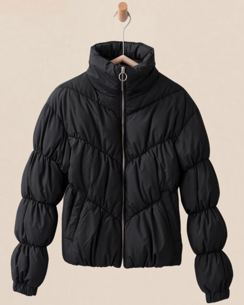Black Fluffy Puffer Jacket