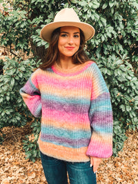 LET IT SNOW OMBRE CABLE KNIT SWEATER