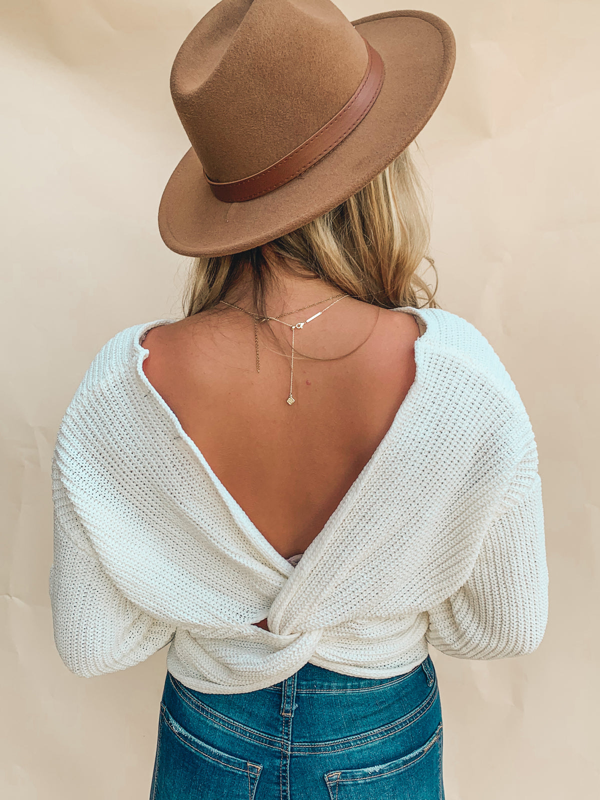 Ivory Twist Back Sweater