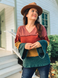BRUSHED COLOR BLOCK SWEATER