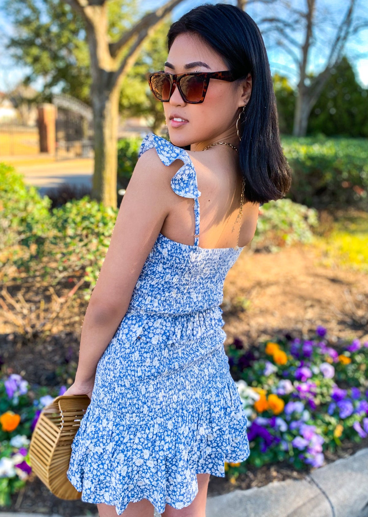 FLORAL PRINT SMOCKED TOP AND SKIRT (Sold Separately)