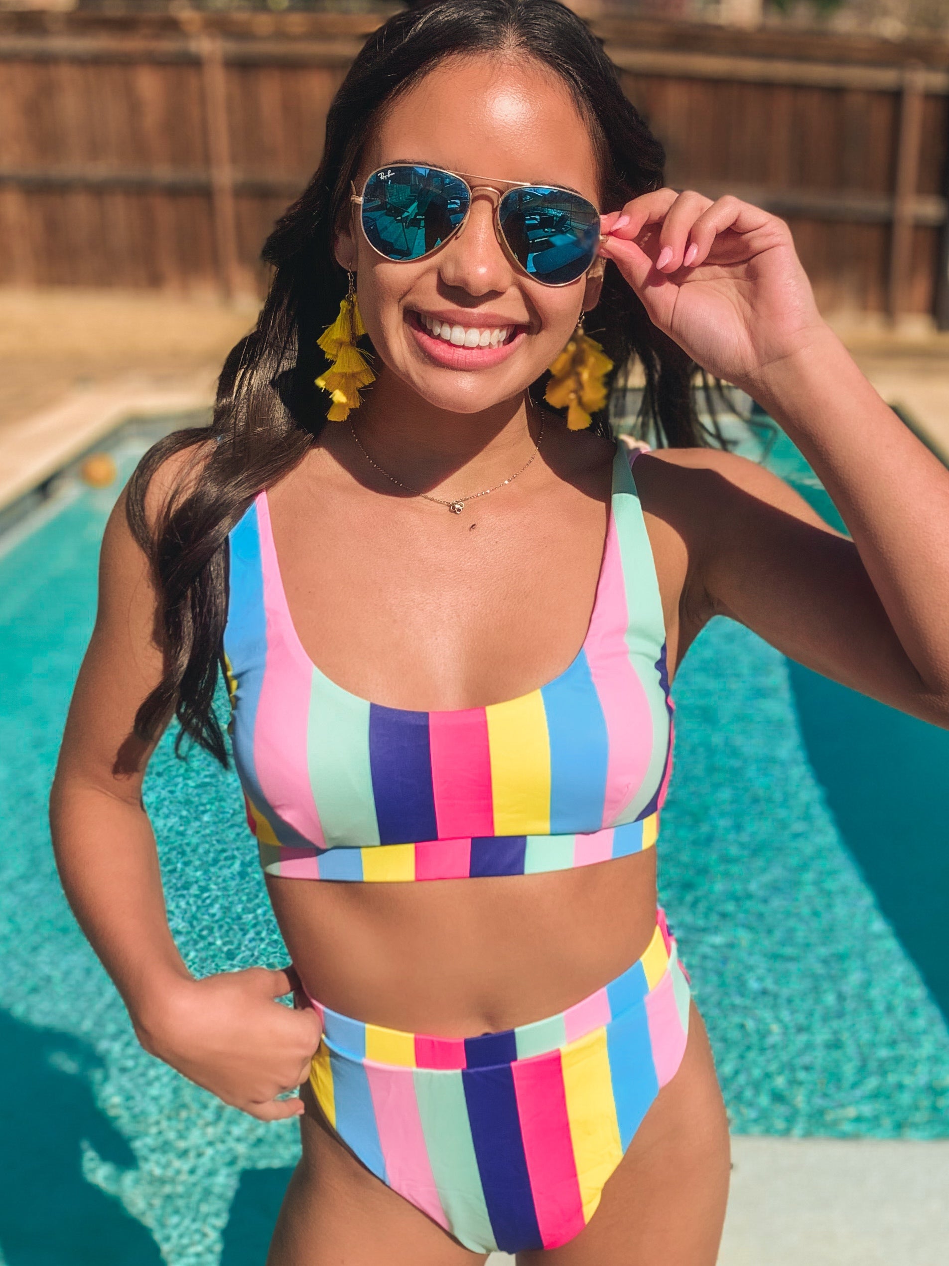 Striped hot sale rainbow bikini