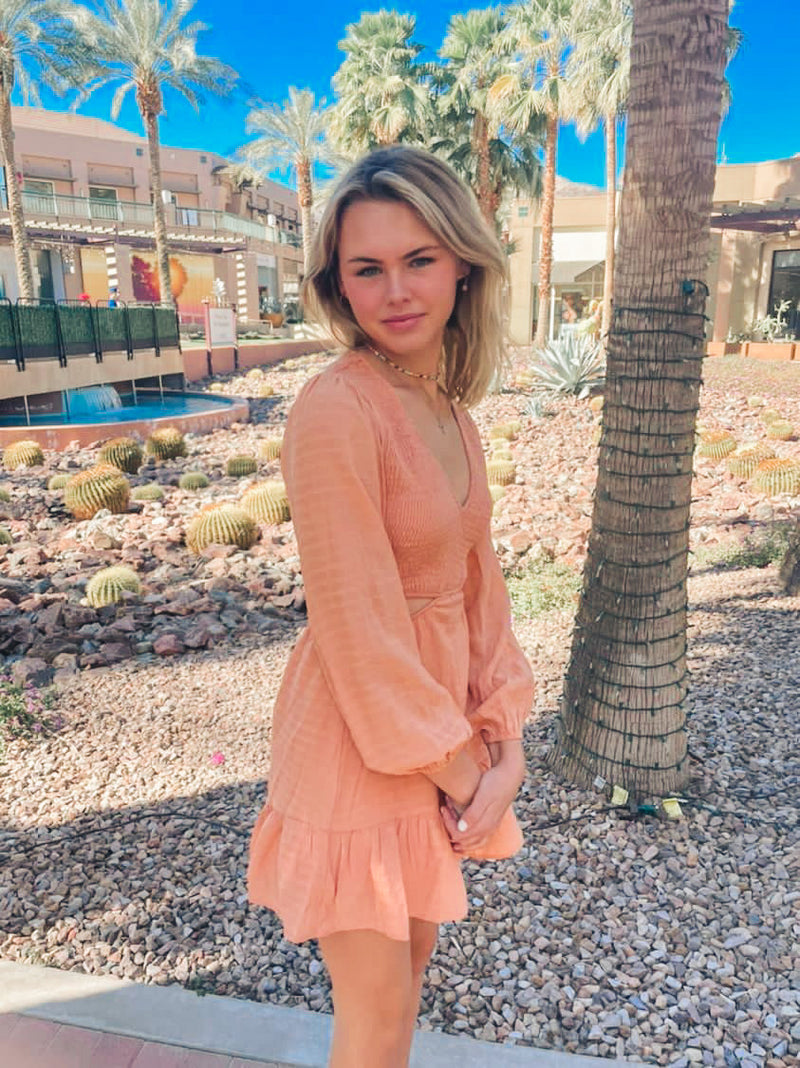 BEST SELLER! PEACH SMOCKING BODICE DRESS