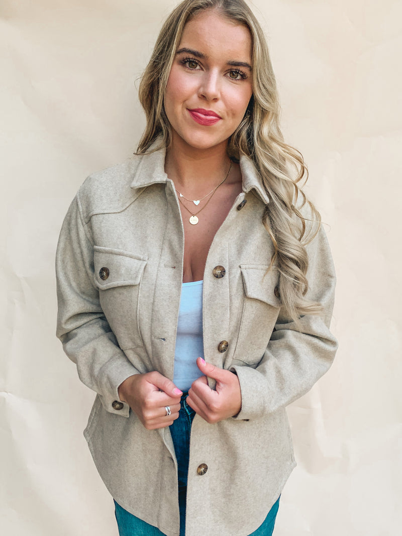 BEST SELLER! Oatmeal Fleece Oversized Solid Shacket