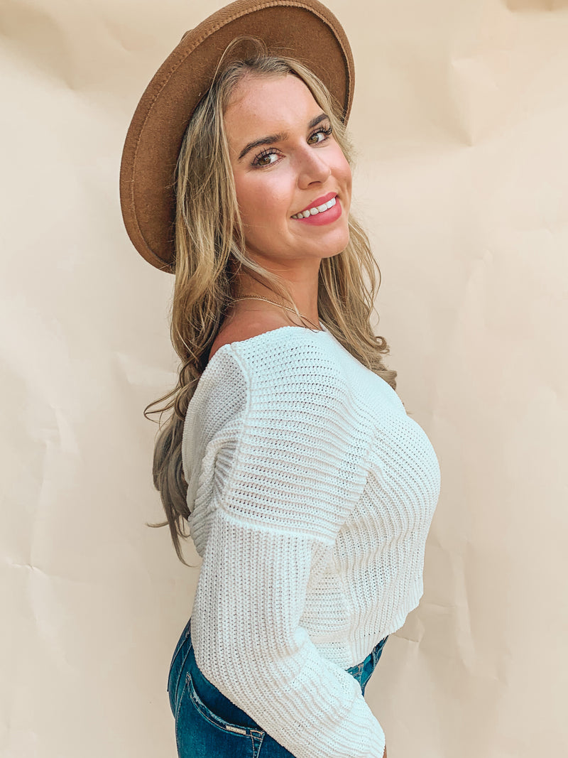 Ivory Twist Back Sweater