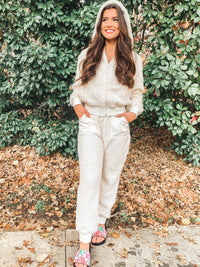 Ivory Sherpa Brushed Hoodie and Joggers Set