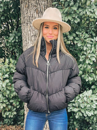 Black Fluffy Puffer Jacket