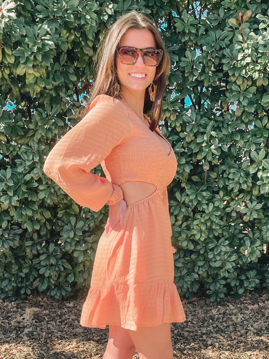 BEST SELLER! PEACH SMOCKING BODICE DRESS