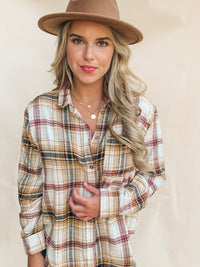 BEST SELLER! SAFFRON PLAID FLANNEL BUTTON DOWN SHIRT